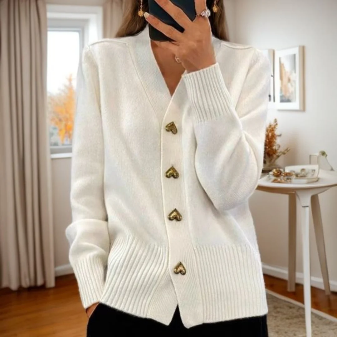 Mila Elegante Hart Knopen Cardigan