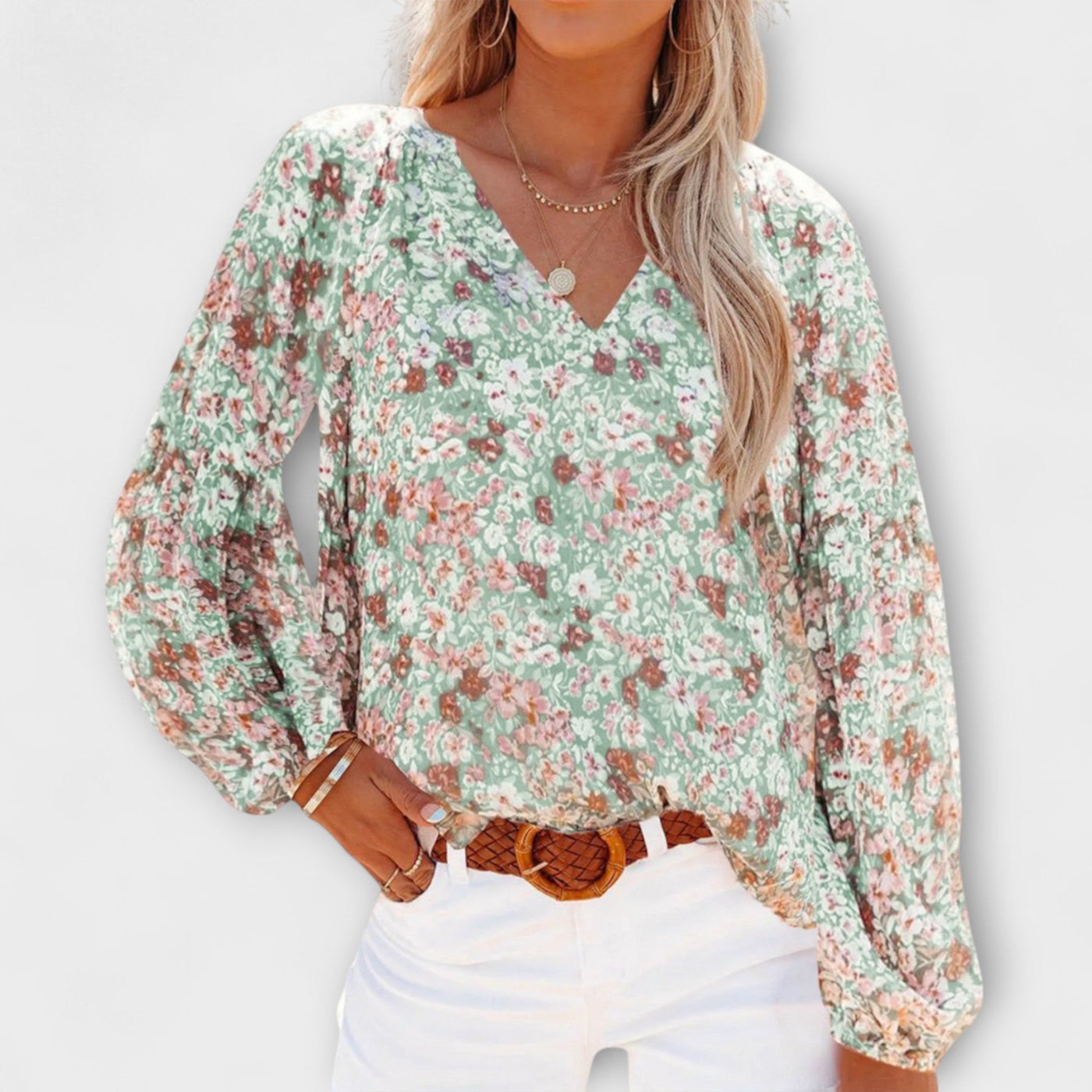 Amya – Bloes met Lange Mouwen en Bloemenprint