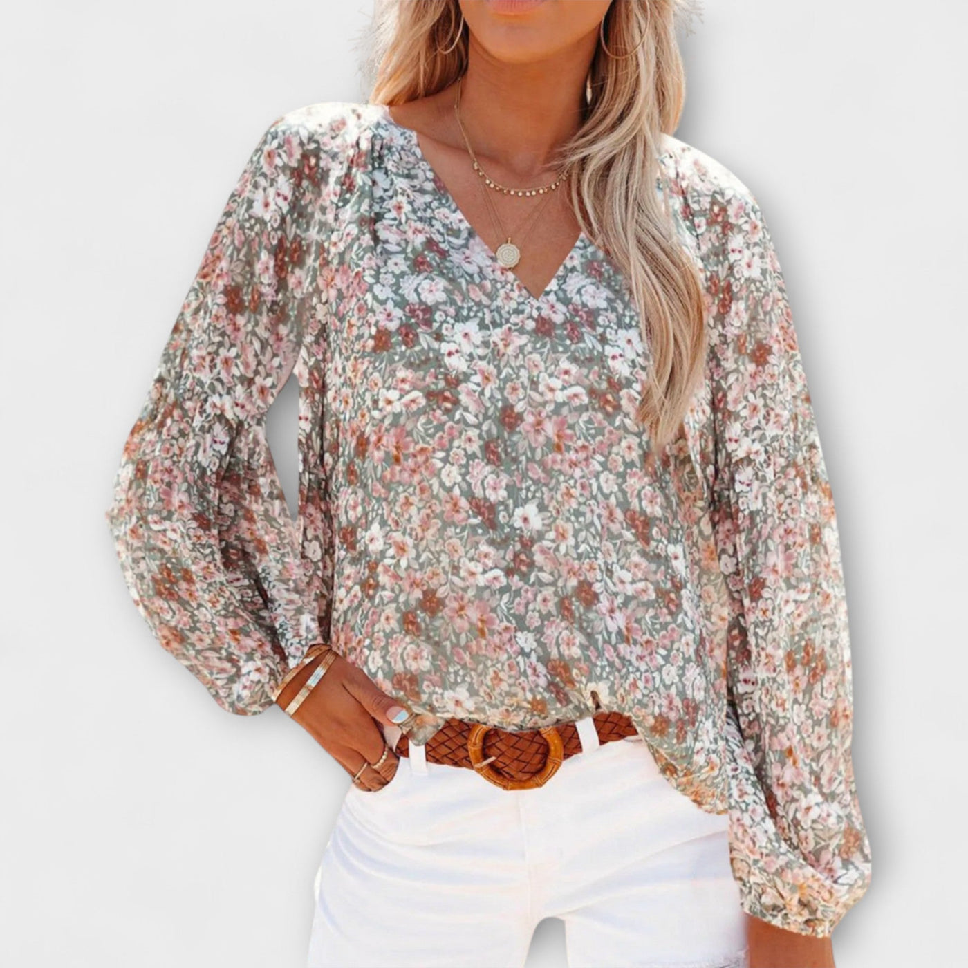 Amya – Bloes met Lange Mouwen en Bloemenprint