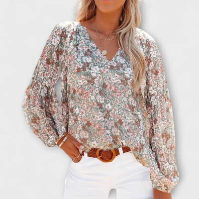 Amya – Bloes met Lange Mouwen en Bloemenprint