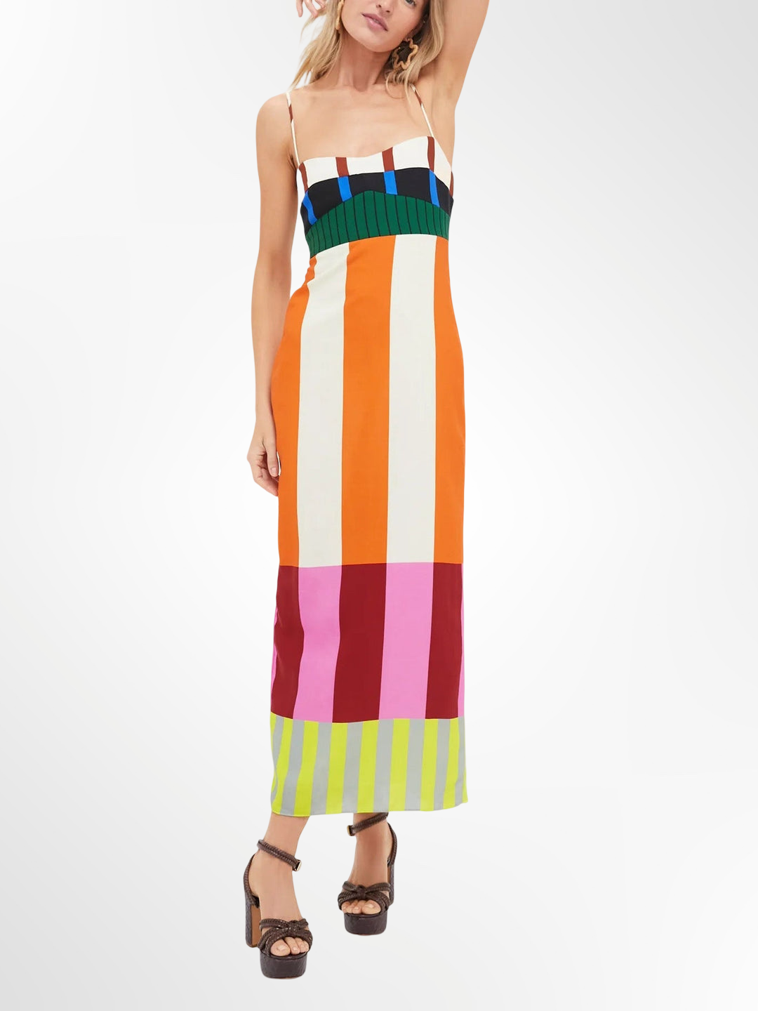 Elsa - Lange multicolor jurk