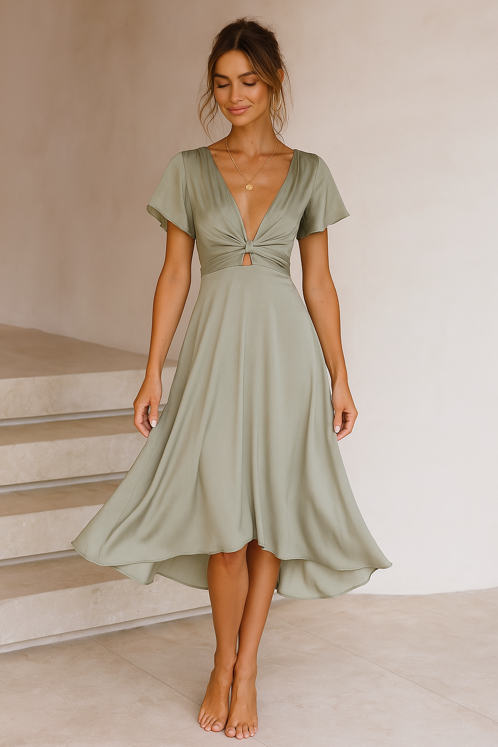 Elina™ | Midi-jurk met knoopdetail