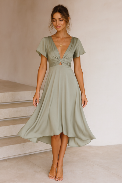 Elina™ | Midi-jurk met knoopdetail
