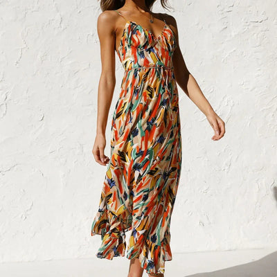 Clara - Elegante lange jurk met patroon