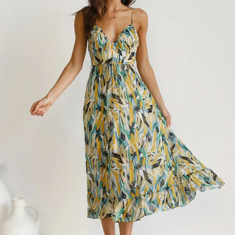 Clara - Elegante lange jurk met patroon