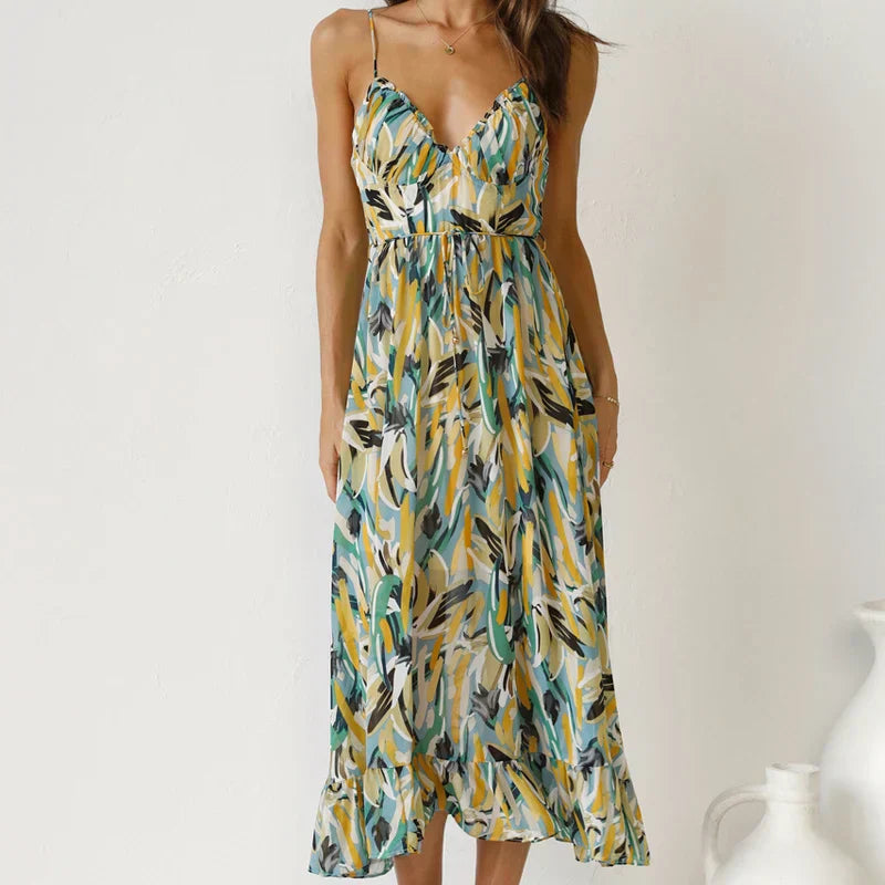 Clara - Elegante lange jurk met patroon