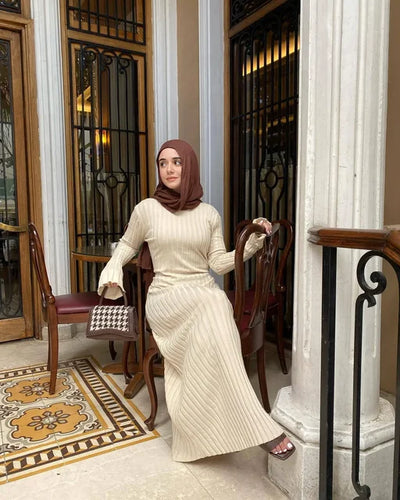 Maxi - Gebreid Langarmkleed