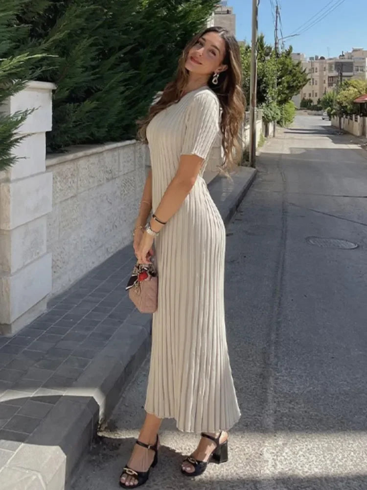 Maxi - Gebreid Langarmkleed