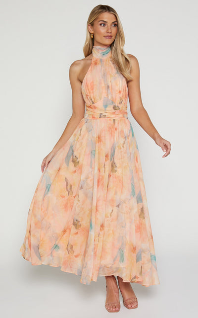 Joli™ | Maxijurk met Halter en Aquarelpatroon