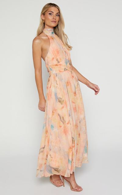 Joli™ | Maxijurk met Halter en Aquarelpatroon