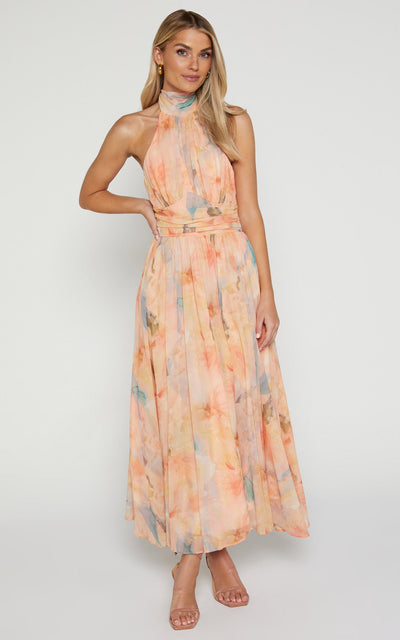 Joli™ | Maxijurk met Halter en Aquarelpatroon