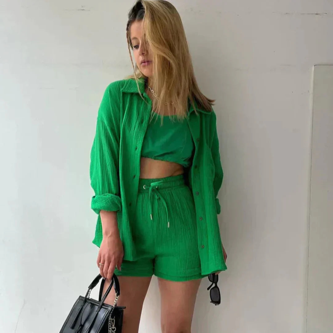 Arabella™ | 2-delige Katoenen Shirt en Shorts Set