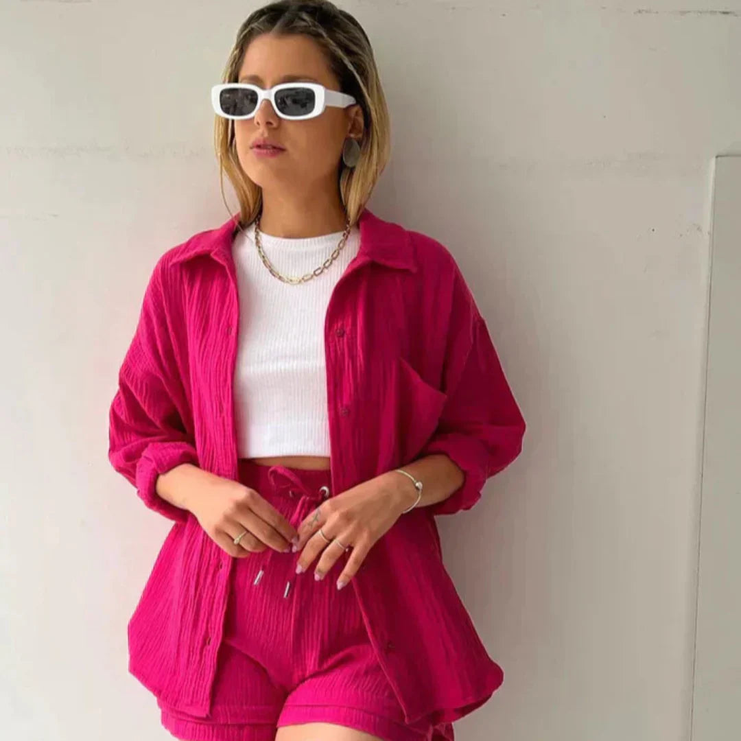 Arabella™ | 2-delige Katoenen Shirt en Shorts Set