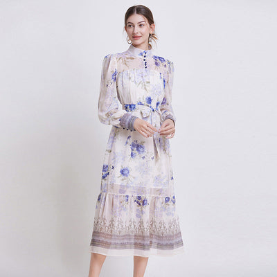 Sarah | Elegante Bloemen Chiffon Jurk