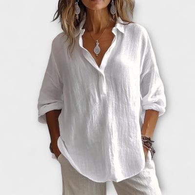 Elina – Ontspannen Katoen-Linnen Blouse