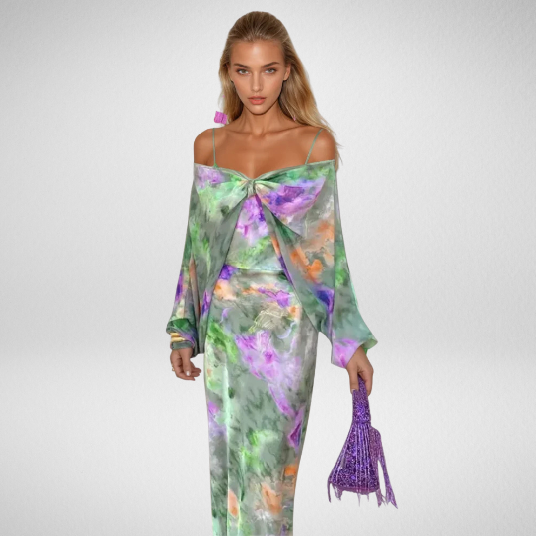 Lena | Elegante Maxi Jurk Met Afneembare Sjaal