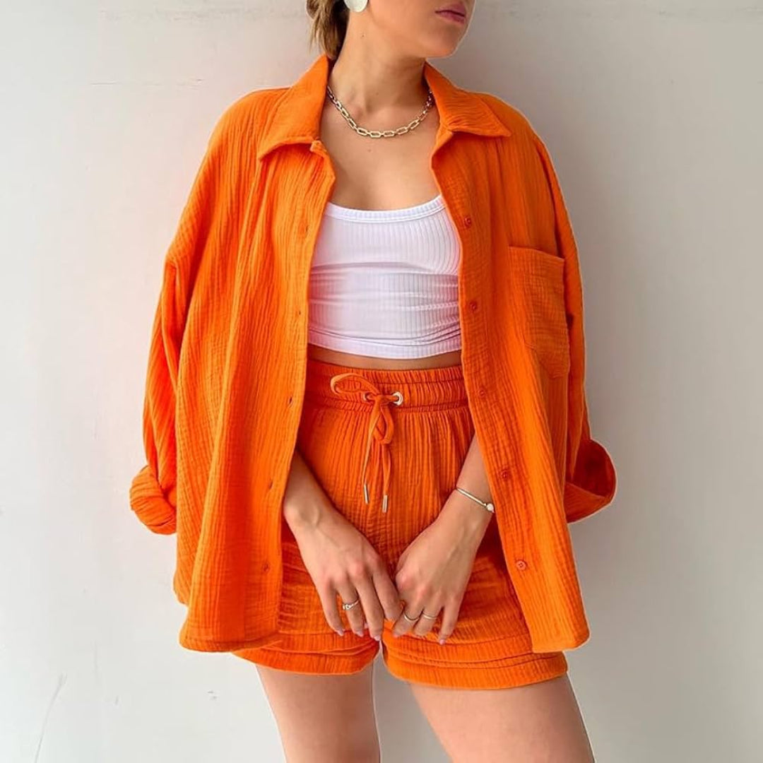 Arabella™ | 2-delige Katoenen Shirt en Shorts Set