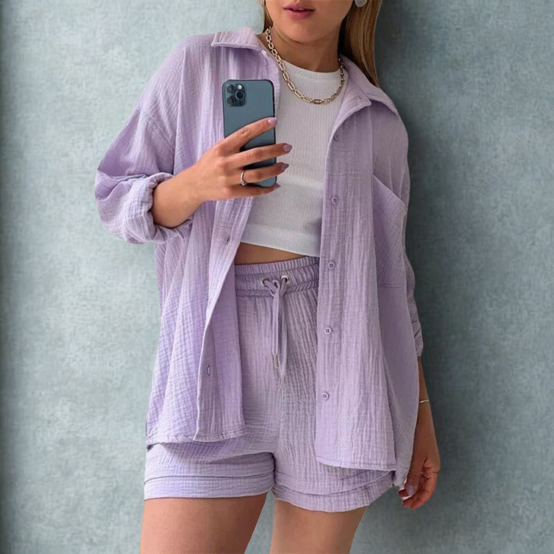 Arabella™ | 2-delige Katoenen Shirt en Shorts Set