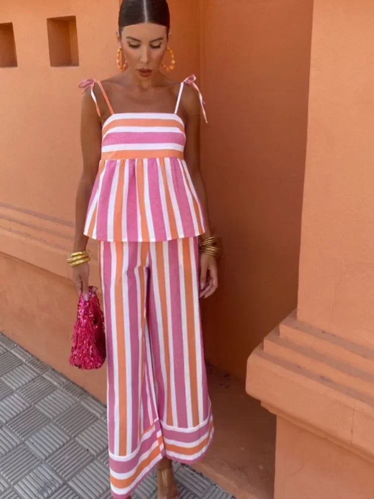 Hanne - Bedrukte Broekenset Zomeroutfit