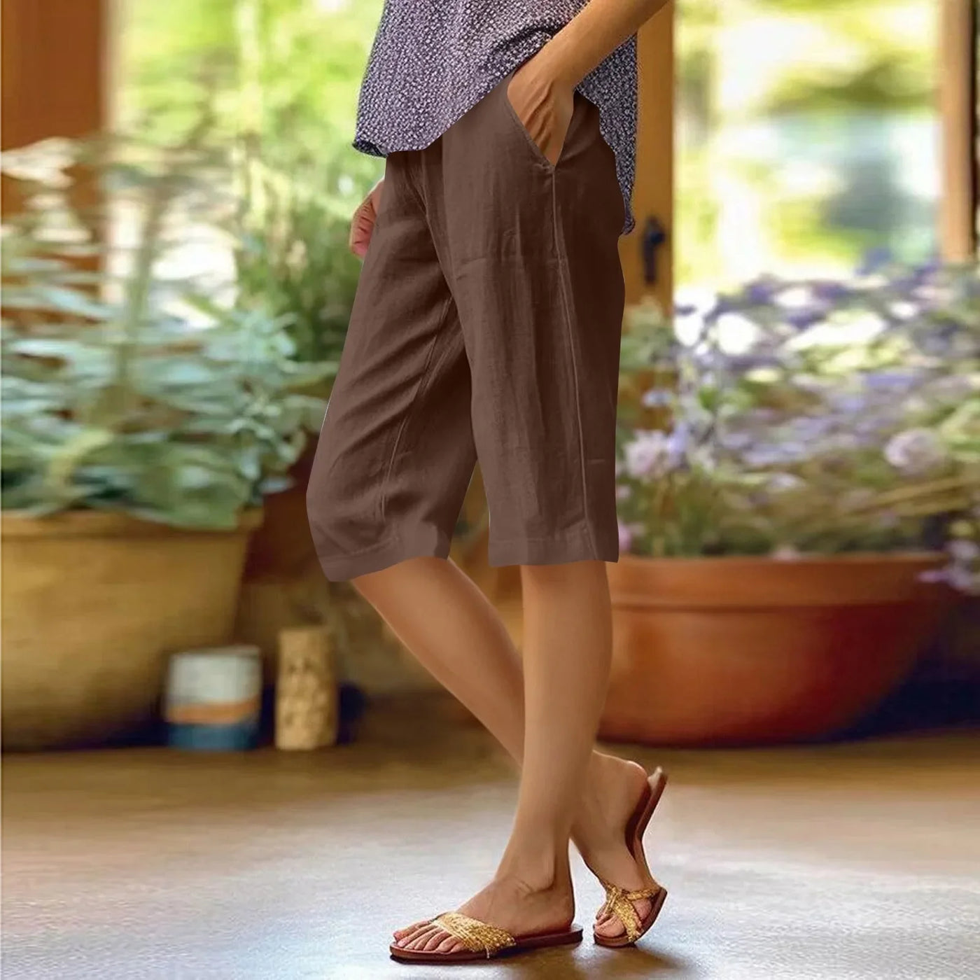 Brenda | Hoge Taille Effen Kleur Casual Broek