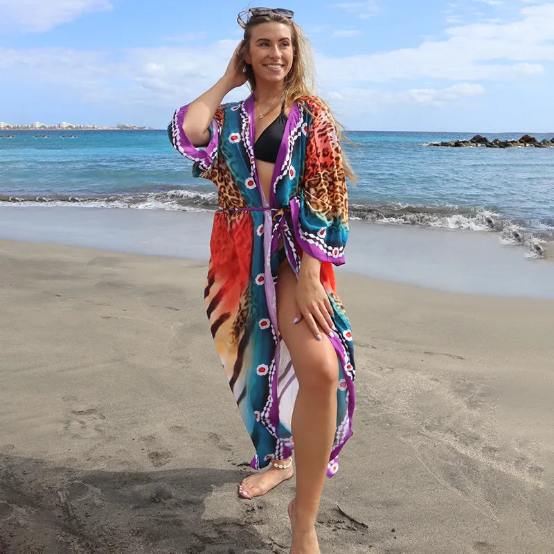 Jolien – Katoenen Print Vest met Strandrok