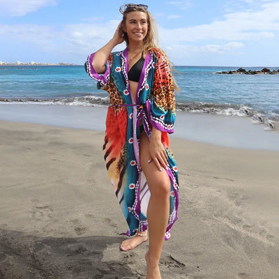 Jolien – Katoenen Print Vest met Strandrok