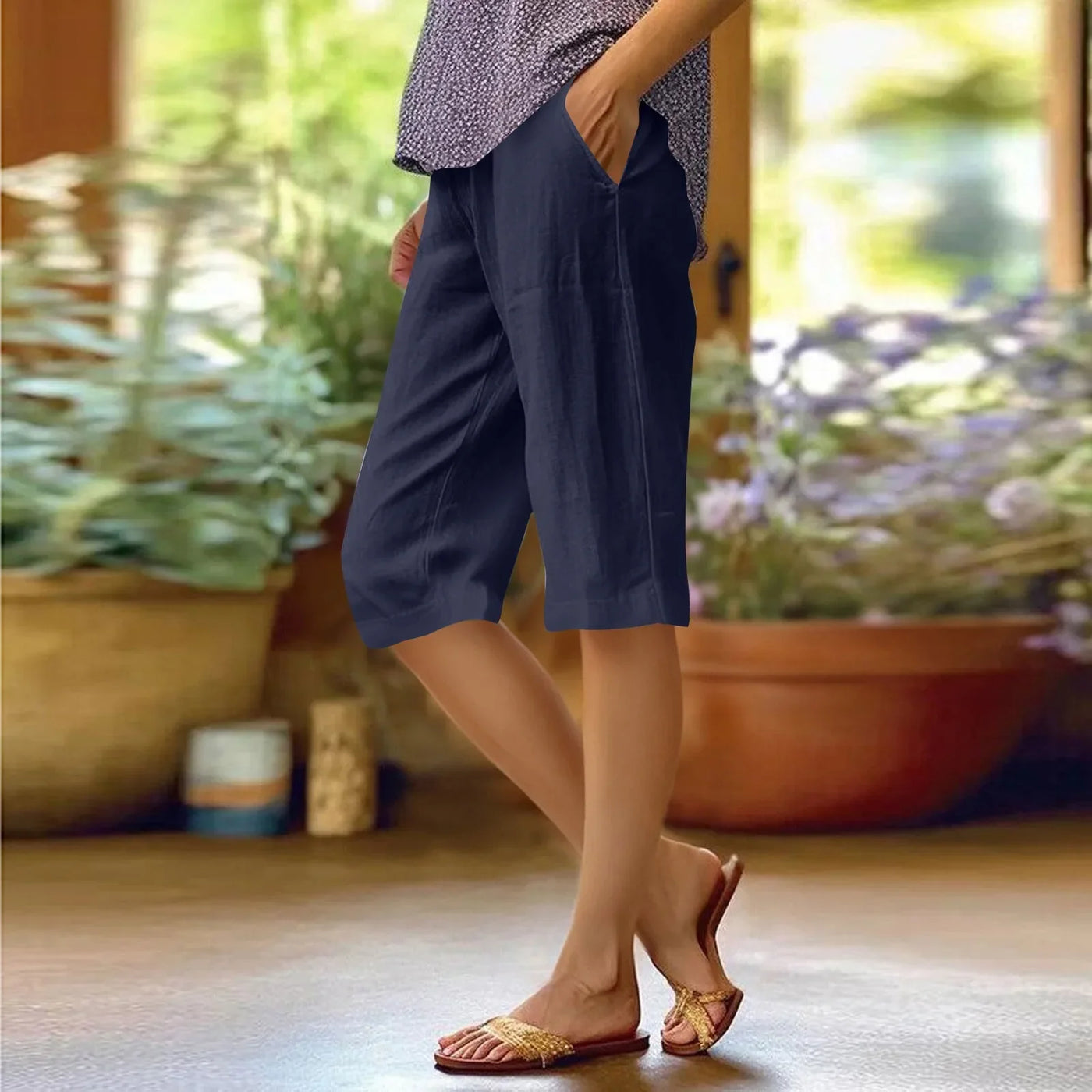 Brenda | Hoge Taille Effen Kleur Casual Broek