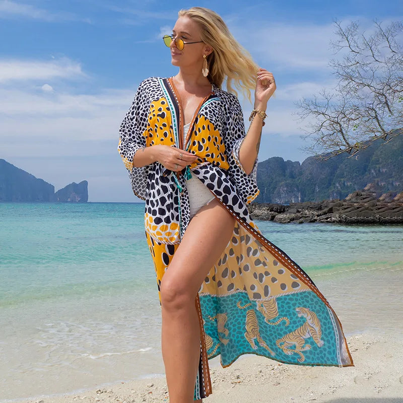 Jolien – Katoenen Print Vest met Strandrok