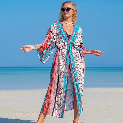Jolien – Katoenen Print Vest met Strandrok