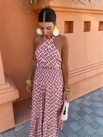 Mickay - Elegante, gerimpelde midi-jurk met off-shoulder