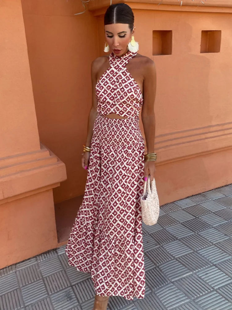 Mickay - Elegante, gerimpelde midi-jurk met off-shoulder