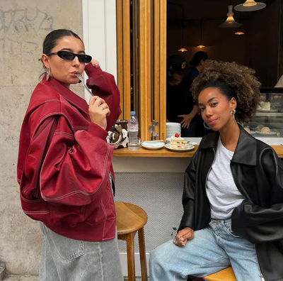 Faye™ — oversized leren jas