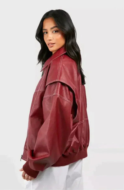 Faye™ — oversized leren jas