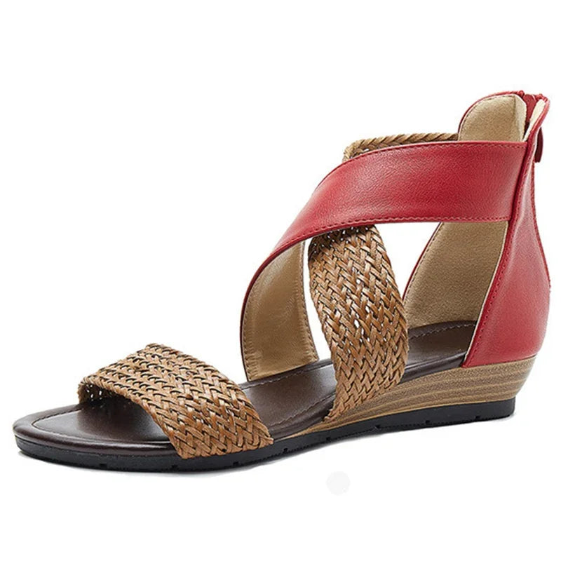 Zoey - Geweven Leren Sandalen