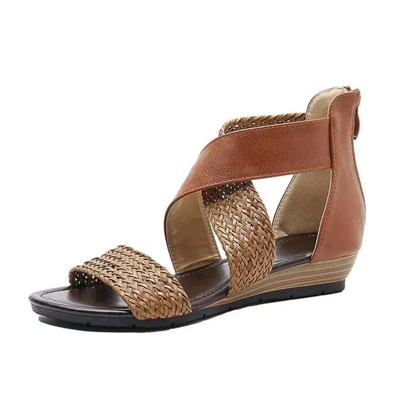 Zoey - Geweven Leren Sandalen