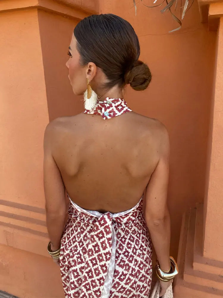 Mickay - Elegante, gerimpelde midi-jurk met off-shoulder