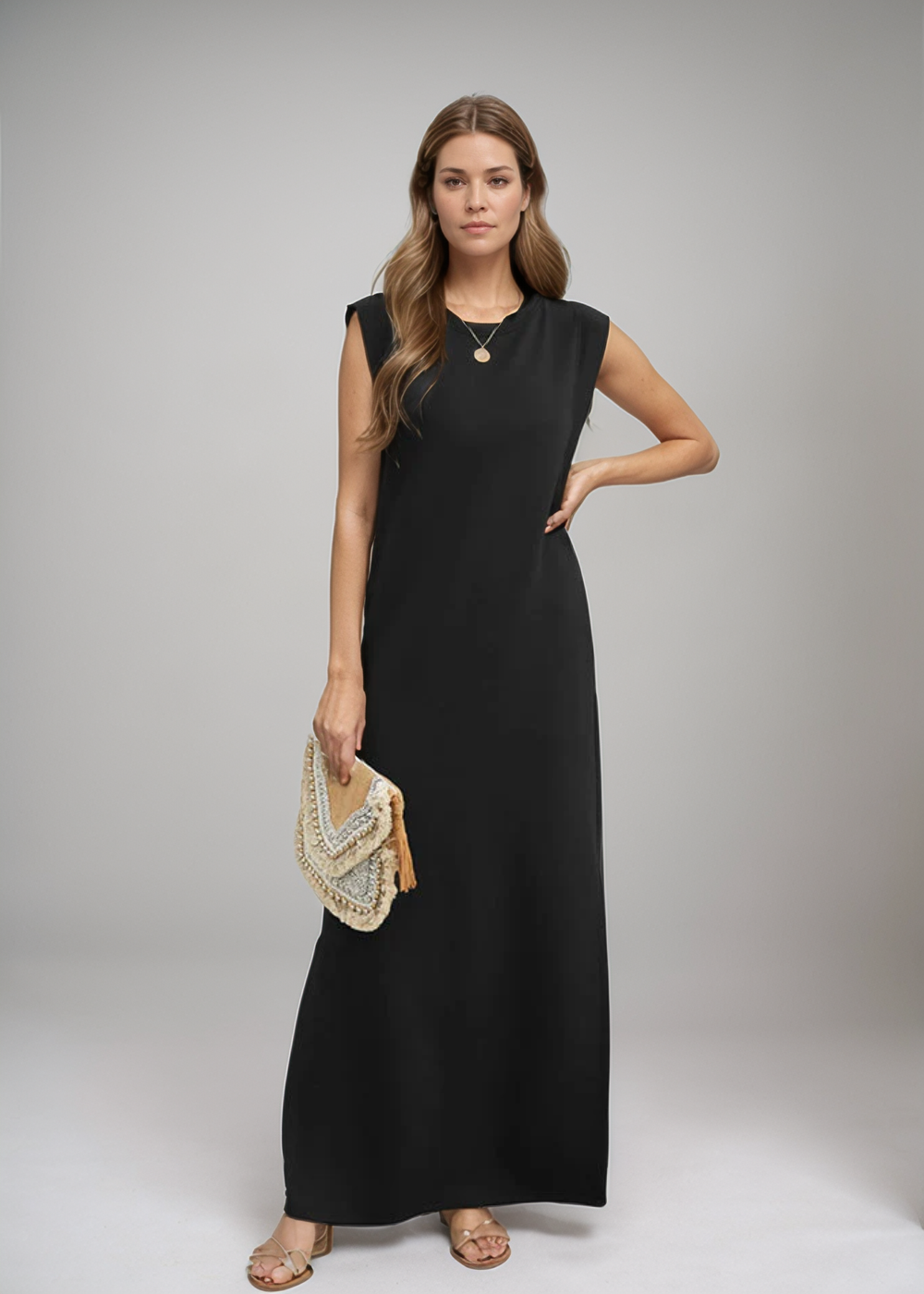 Therese™ | Mouwloze Maxijurk in Minimalistische Stijl