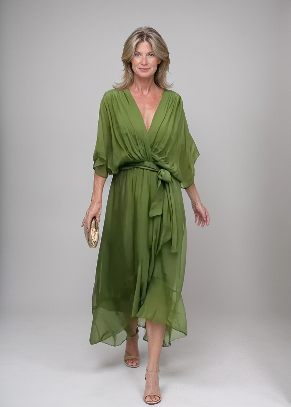 Aurora™ | Chiffon-Midikleed met Wickeloptiek