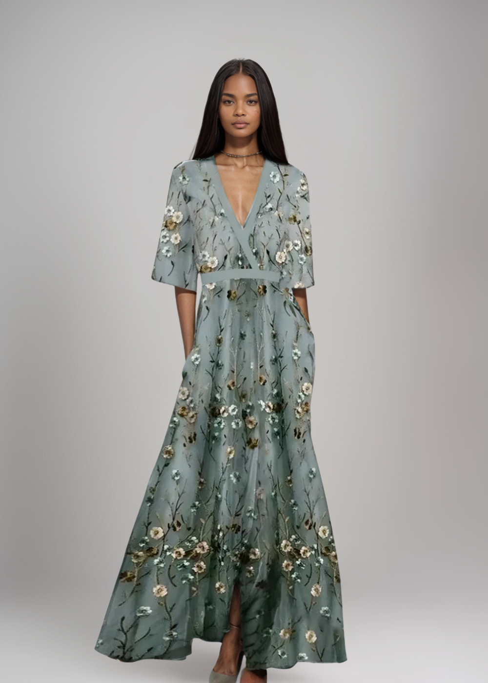 Lorelei™ | Geborduurde Maxijurk met Bloemenpatroon