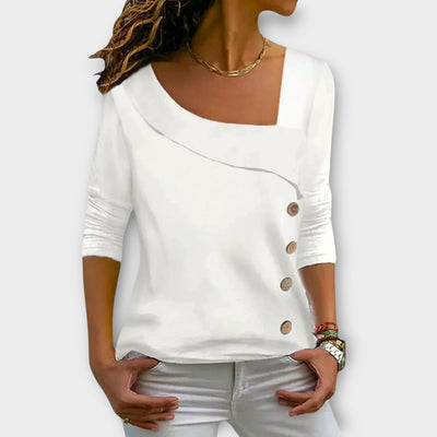 Viona – Asymmetrische Knop Top