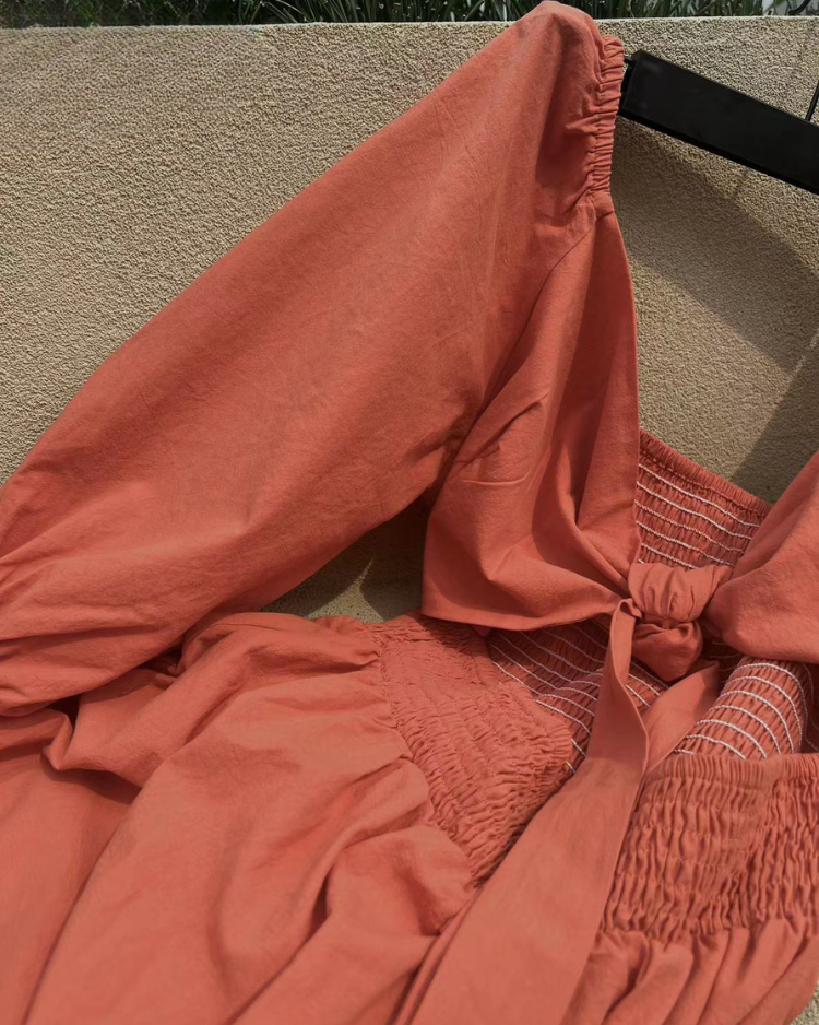 OPHELIA - Franse jurk met ruches mouwen