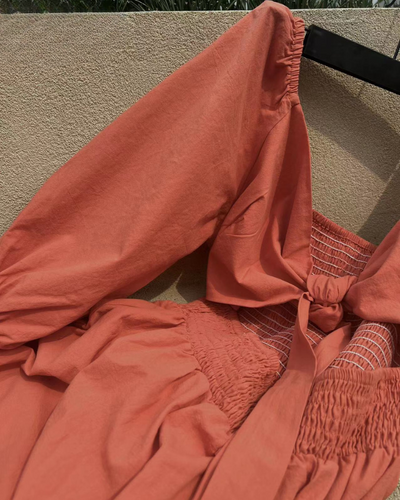 OPHELIA - Franse jurk met ruches mouwen