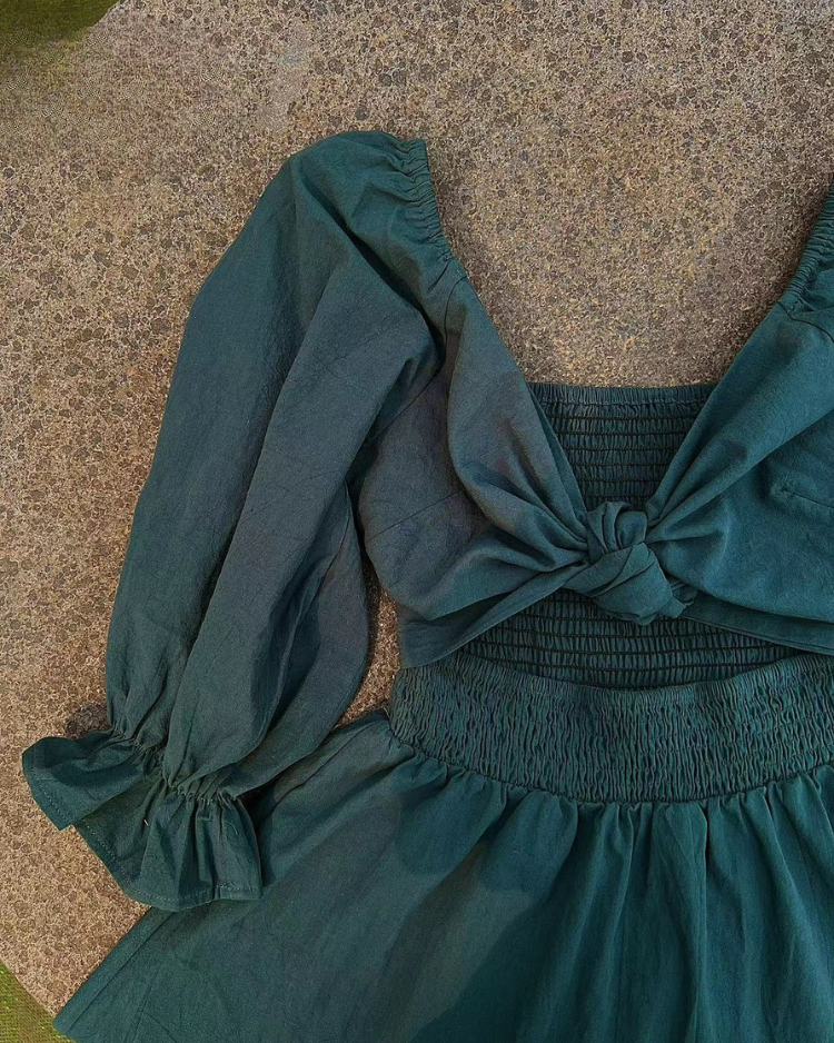 OPHELIA - Franse jurk met ruches mouwen