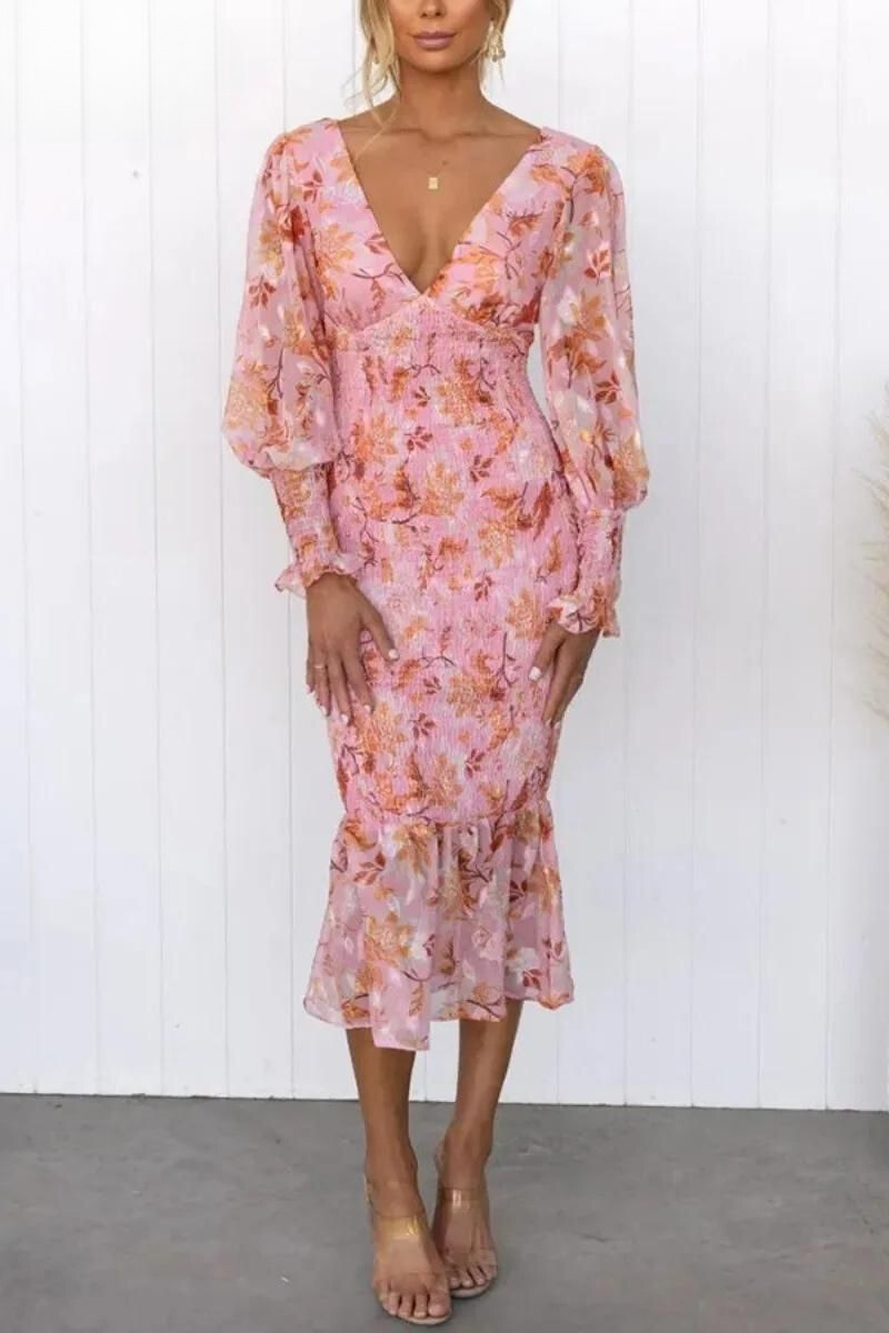 Megan - Midi-jurk met bloemenprint