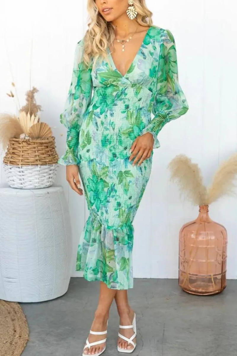 Megan - Midi-jurk met bloemenprint