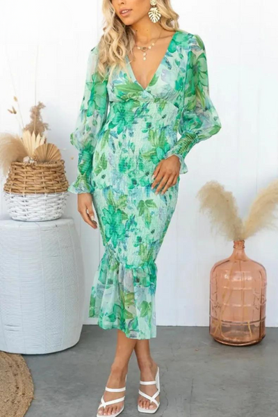 Megan - Midi-jurk met bloemenprint