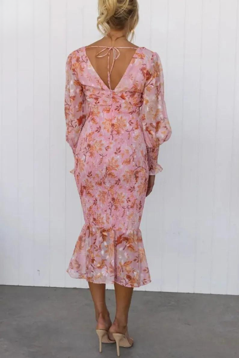 Megan - Midi-jurk met bloemenprint