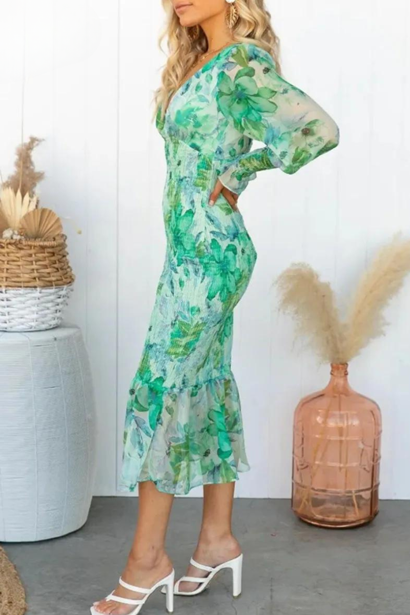 Megan - Midi-jurk met bloemenprint