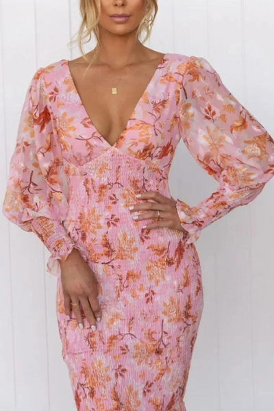 Megan - Midi-jurk met bloemenprint