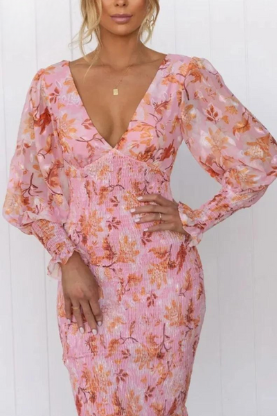 Megan - Midi-jurk met bloemenprint